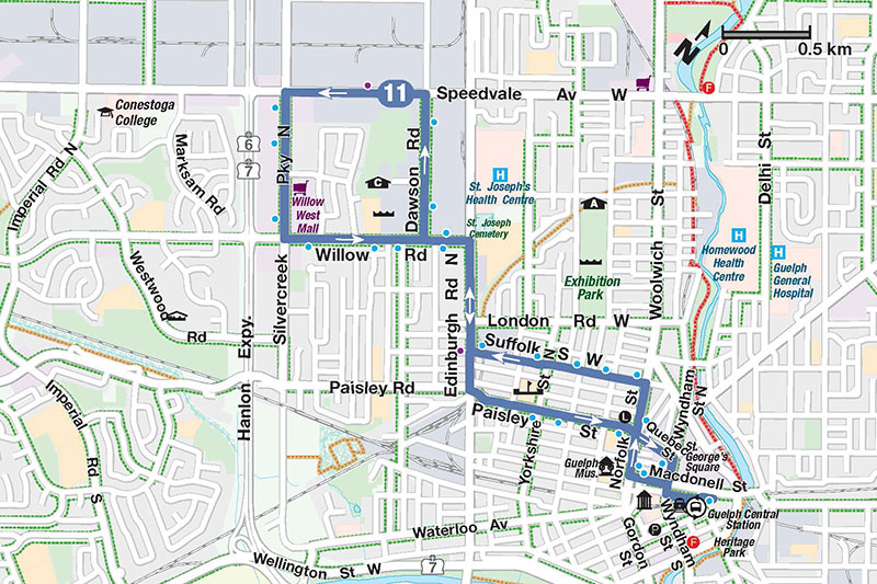 Route 11 map