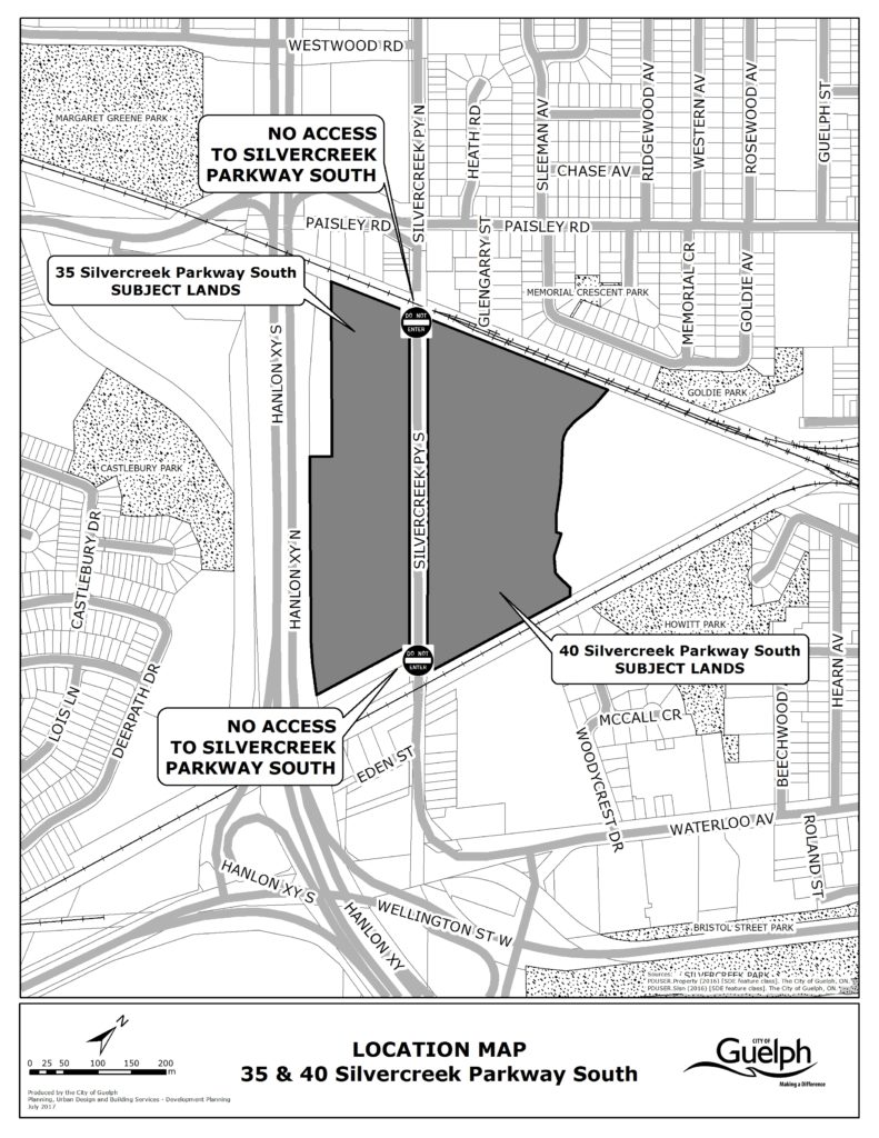 Location map of 35-40 Silvercreek Parkway South