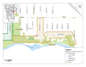 Construction will take place near Lyon Park off of York Road on Brockville Avenue, Florence Lane and the Royal Recreation Trail that runs beside the Eramosa River. The Trail will be closed from Victoria Road to Waterworks Place. Work begins in late fall 2017 and continues until spring 2018.