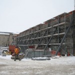 Winter Fair wall during construction of the new City Hall