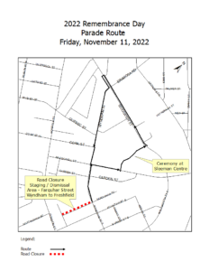 Map for 2022 Remembrance Day Parade