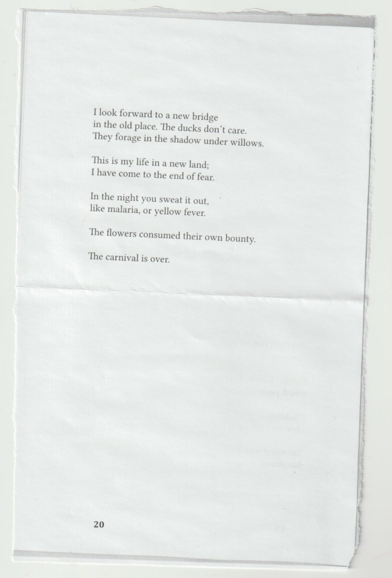 Page 20 from the book with the balance of the poem "Guelph: Late Summer". The audio clip contains a reading of the poem by the author.
