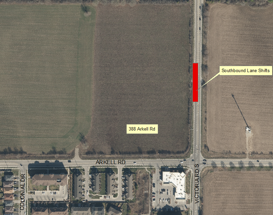 An aerial view of a map of the construction area.