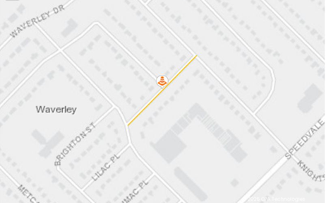 an aerial view of Catchart Street. There is a yellow line runs from Stevenson Street North to Knightswood Boulevard.