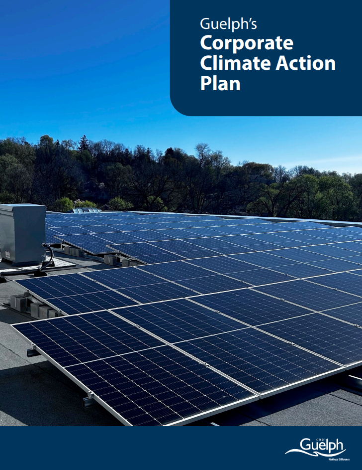 Corporate Climate Action Plan Report Cover - Solar panels on a rooftop