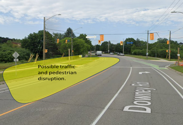 An image with an illustration showing how traffic may be interrupted 