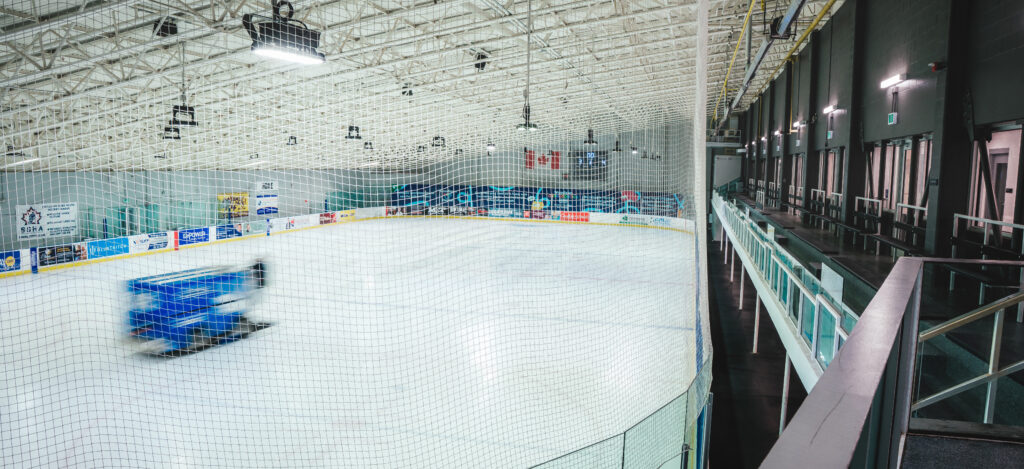 Photo is of the ice at the Victoria Road Recreation Centre.