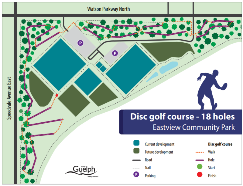 Map of Eastview disc golf course