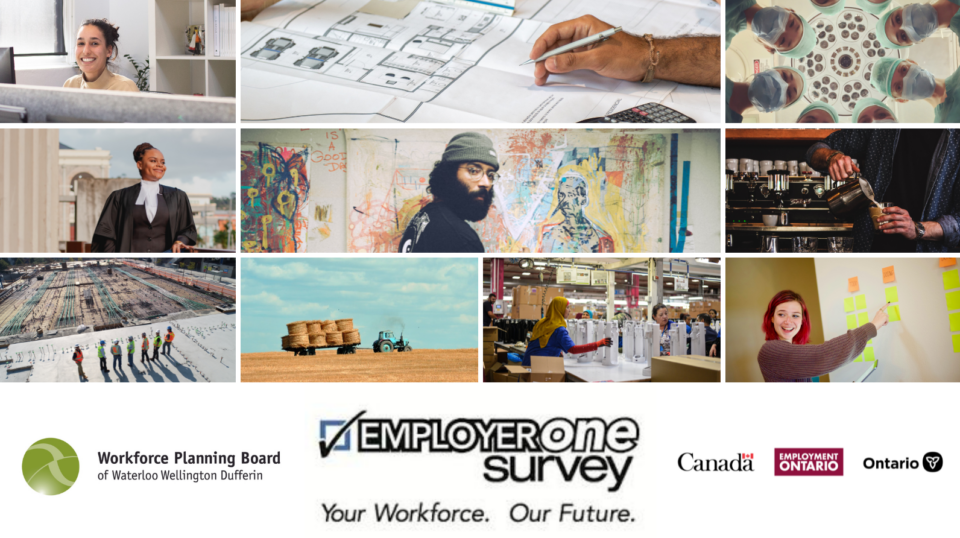 Photo college showing various occupations. "EmployerOne survey. Your Workforce. Our Future." 