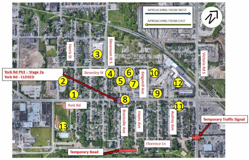 York Road Businesses Open During Construction City Of Guelph   Figure 1 Map Of Road Closure And Business Locations 2a 