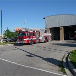 Fire Station #4 with a pumper truck out front