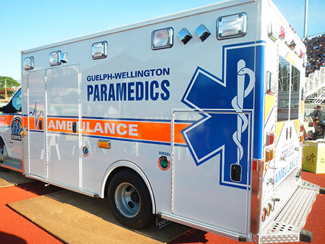 Ambulance providing medical coverage at TiCat game
