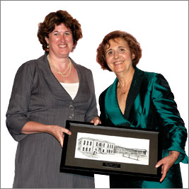 Imelda Gazzola Porcellato receiving an award from Mayor Farbridge