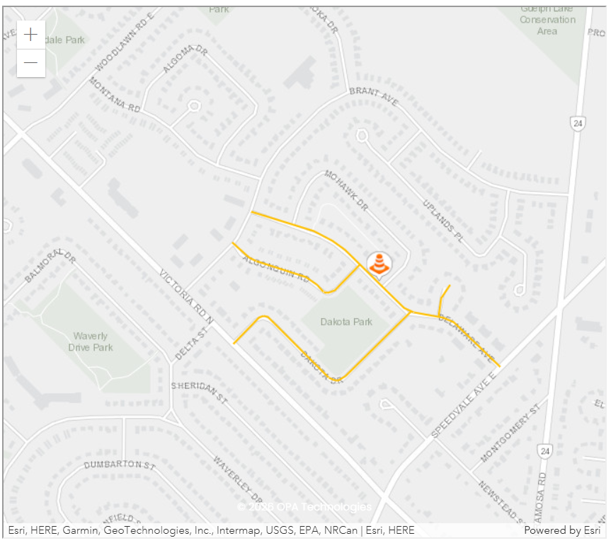 Map view of construction area.