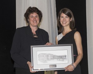 Celeste Donkersgoed accepting Mayor's Award from Mayor Farbridge