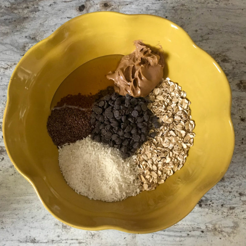 Ingredients in mixing bowl, ready to be stirred