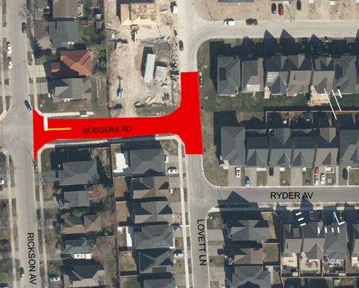 An aerial view of a map of the construction area. 