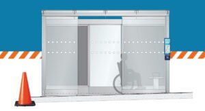 Graphic of a shelter showing new weather protection and accessibility 