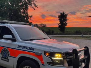 Ambulance at sunset