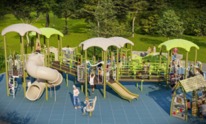 Artist rendering of the new University Village Park playground. 