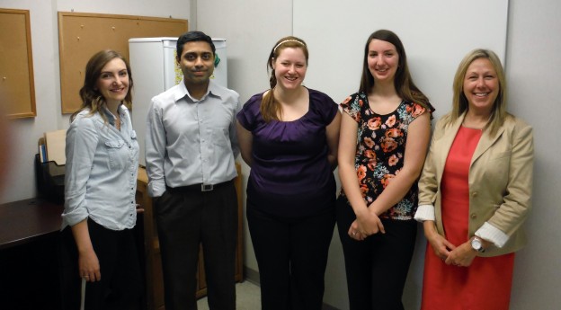 Jessica (Jess) Taylor, Waste Management Coordinator, and our Solid Waste Program Assistants for summer 2015: Moahammed Galib(MII@Guelph), Fiona Terry and Renee Belange (summer work experience), Vivian DeGiovanni (far right) is the Supevisor of Program Development at the Waste Resources Innovation Centre