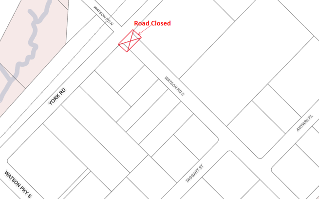 An aerial view of a map of the construction area. 