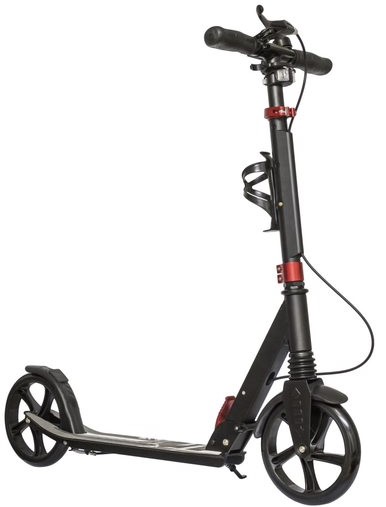 black e-scooter with red accents