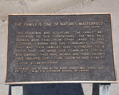 family fountain plaque after