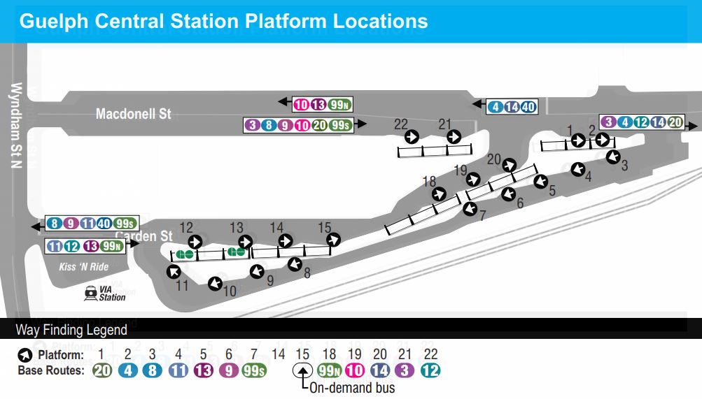Guelph Central Station bus platforms
