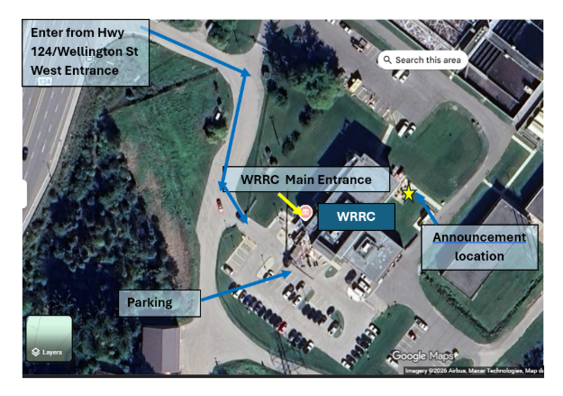 Aerial map of the Water Resource Recovery Centre in Guelph