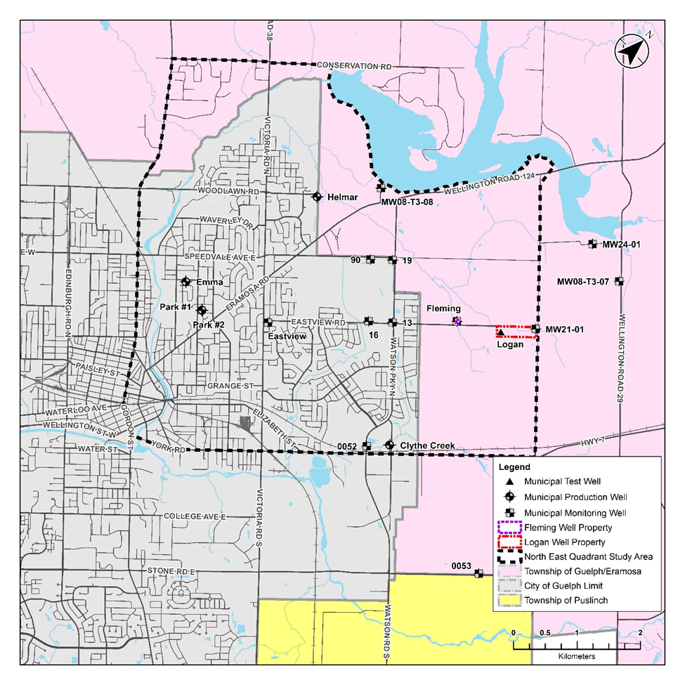Map of the study area for the North East Water Supply Environmental Assessment.