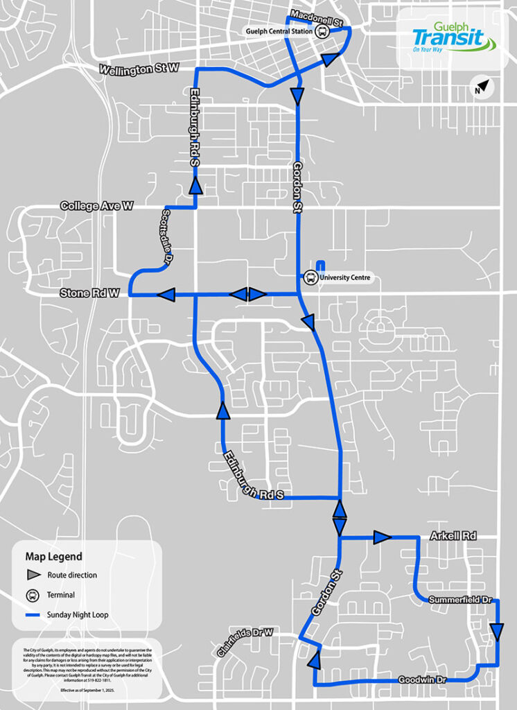Sunday night route map
