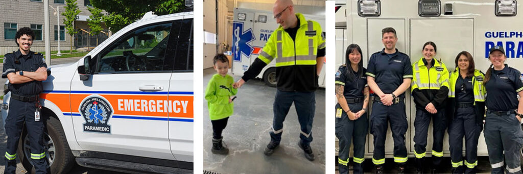 collage with three photos of paramedics: