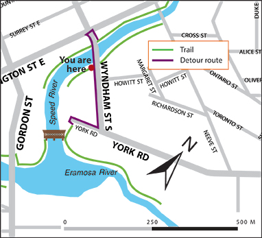 map showing how to access the downtown trail