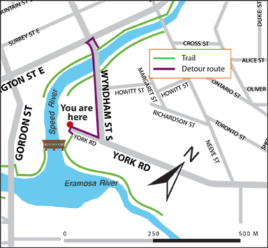 map showing how to access the Eramosa trail