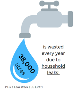 38,000 litres of water is wasted every year due to household leake